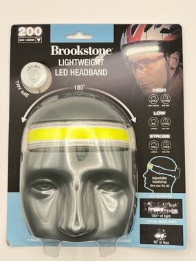 Brookstone Lightweight LED Headband - Yellow High-Visibility Strip